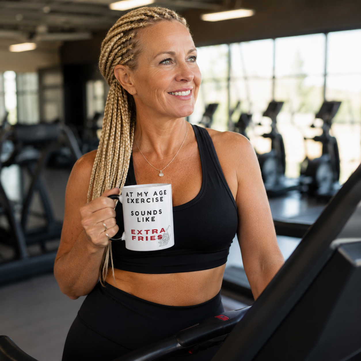 Funny Health Mug: 'Exercise? I Thought You Said Extra Fries!' Color Morphing Mug, 11oz